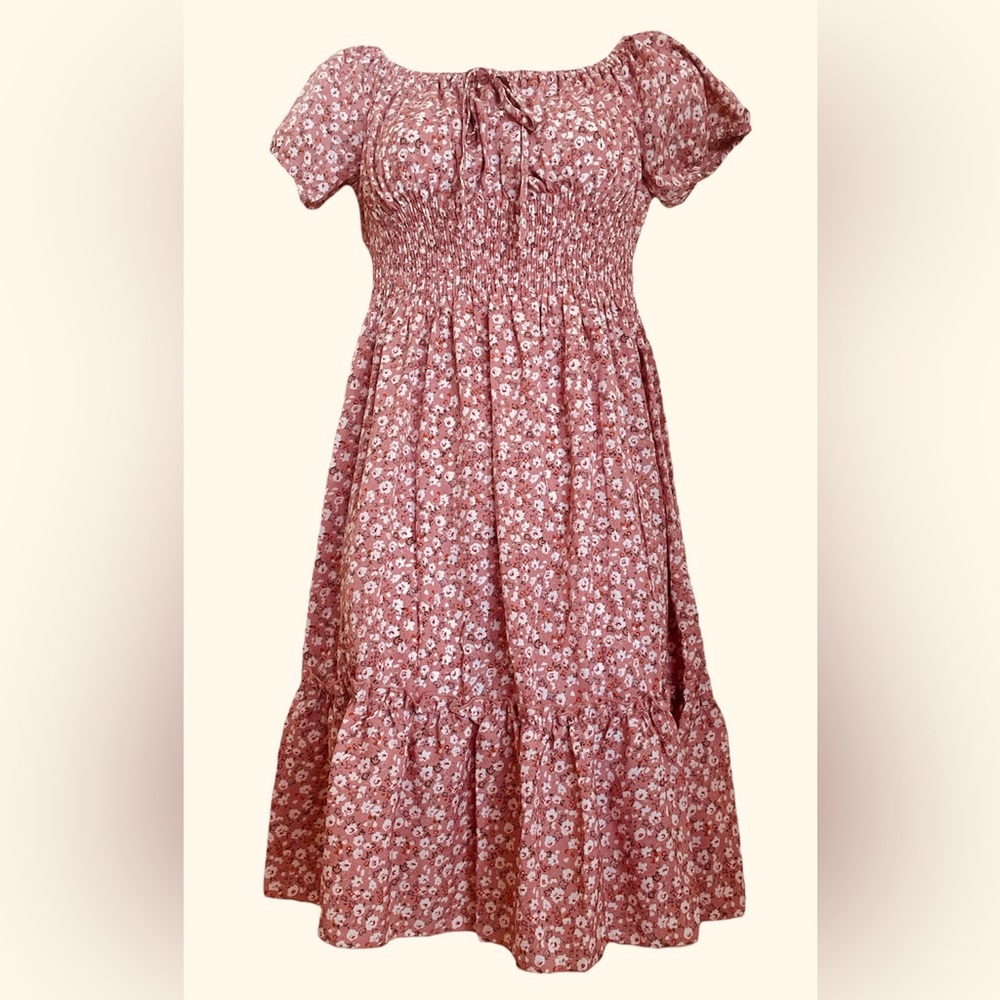 Floral Print Off Shoulder Maxi Summer Dress. - Picture 5 of 5